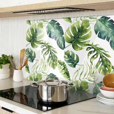 Tocător sticlă Frunze de Monstera în nuanțe de verde