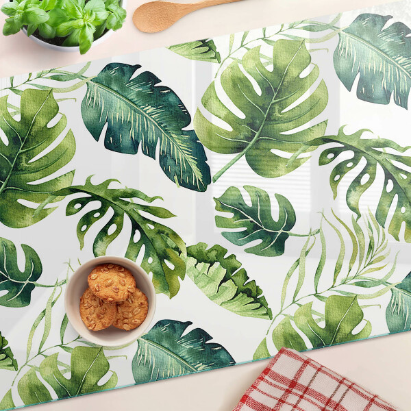 Tocător sticlă Frunze de Monstera în nuanțe de verde