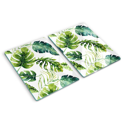 Tocător sticlă Frunze de Monstera în nuanțe de verde