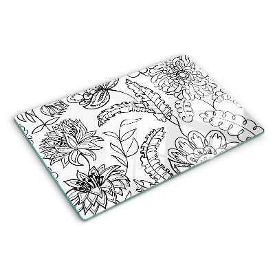 Tocător de bucătărie Model floral de doodle