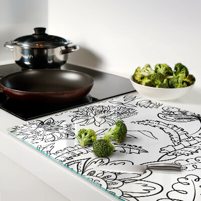 Tocător de bucătărie Model floral de doodle