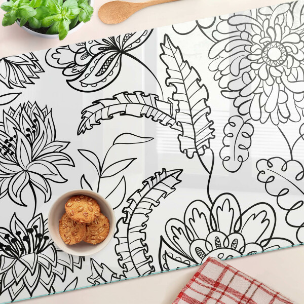 Tocător de bucătărie Model floral de doodle