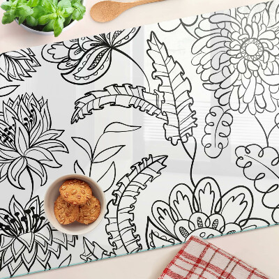 Tocător de bucătărie Model floral de doodle
