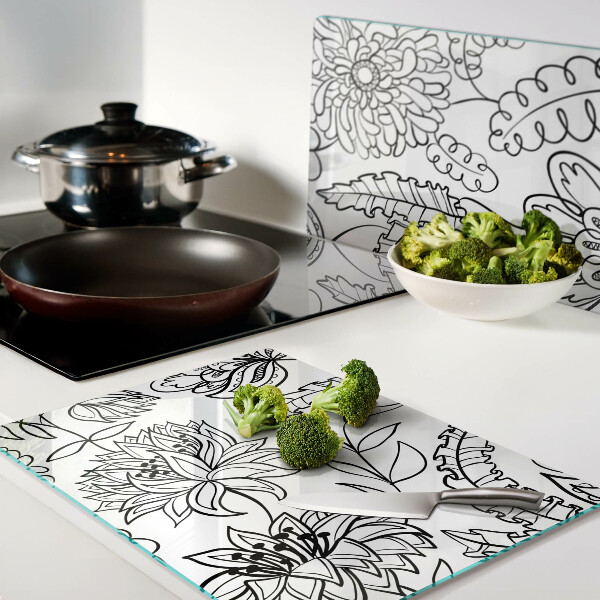 Tocător de bucătărie Model floral de doodle