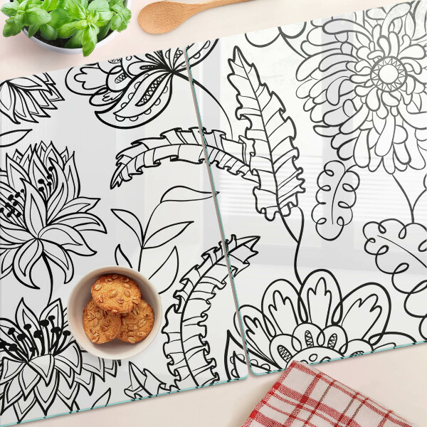 Tocător de bucătărie Model floral de doodle