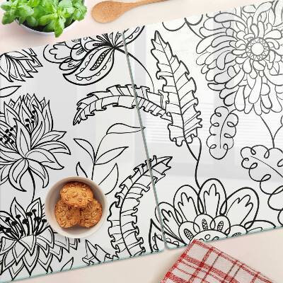 Tocător de bucătărie Model floral de doodle