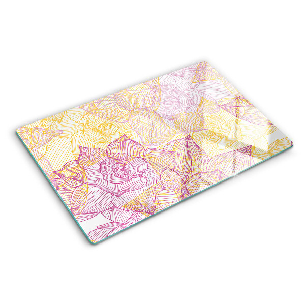 Tocător sticlă Model floral în culori pastelate