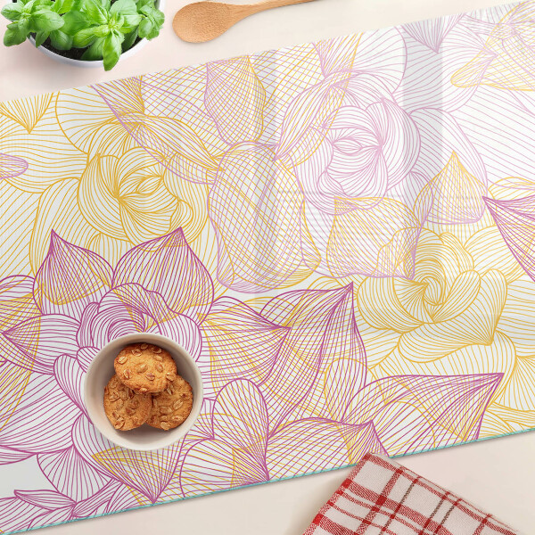 Tocător sticlă Model floral în culori pastelate