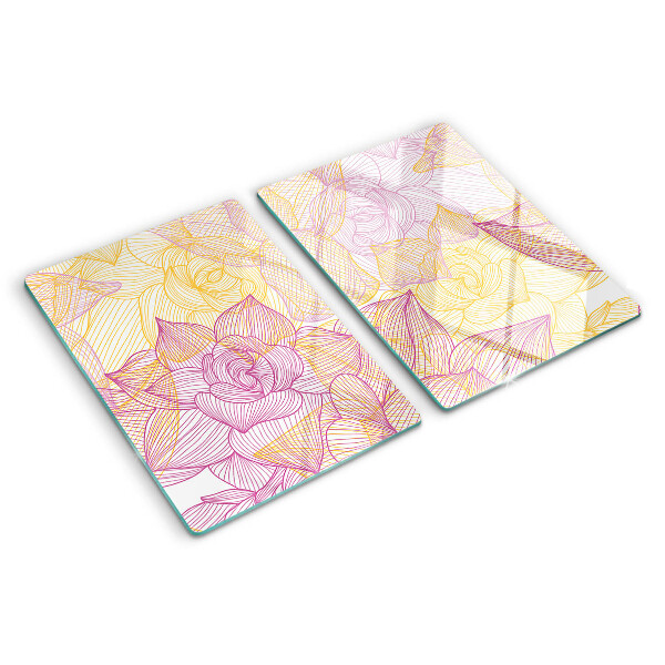 Tocător sticlă Model floral în culori pastelate