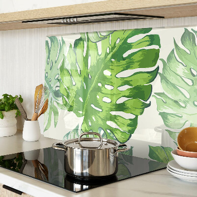 Tocător sticlă Frunze de Monstera pe un fundal deschis