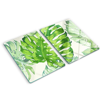 Tocător sticlă Frunze de Monstera pe un fundal deschis