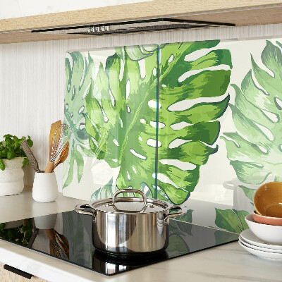 Tocător sticlă Frunze de Monstera pe un fundal deschis
