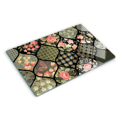 Tocător de bucătărie Patchwork floral cu modele geometrice