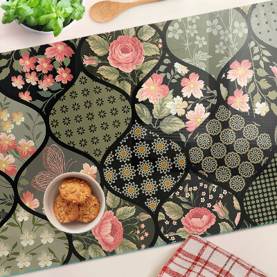 Tocător de bucătărie Patchwork floral cu modele geometrice