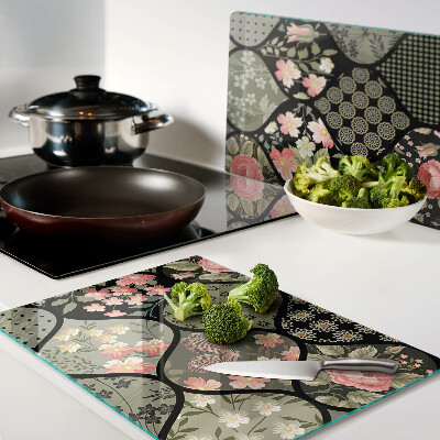 Tocător de bucătărie Patchwork floral cu modele geometrice