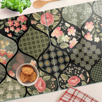 Tocător de bucătărie Patchwork floral cu modele geometrice