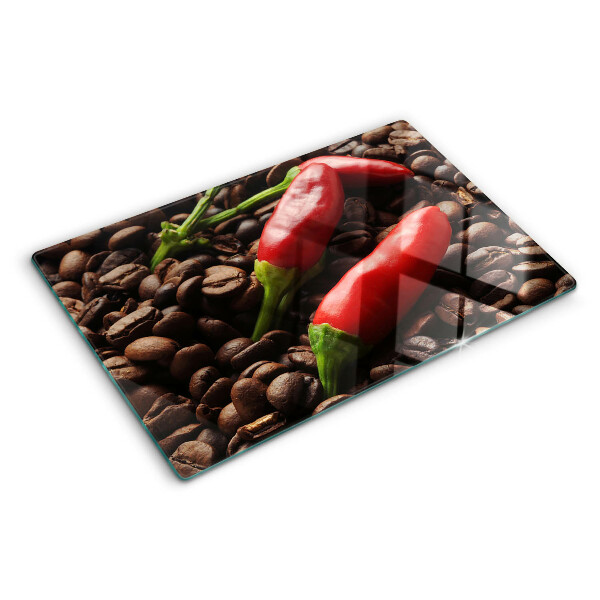 Tocător din sticlă Cafea și ardei iute