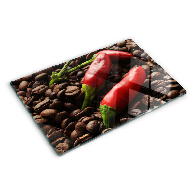 Tocător din sticlă Cafea și ardei iute