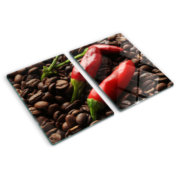 Tocător din sticlă Cafea și ardei iute