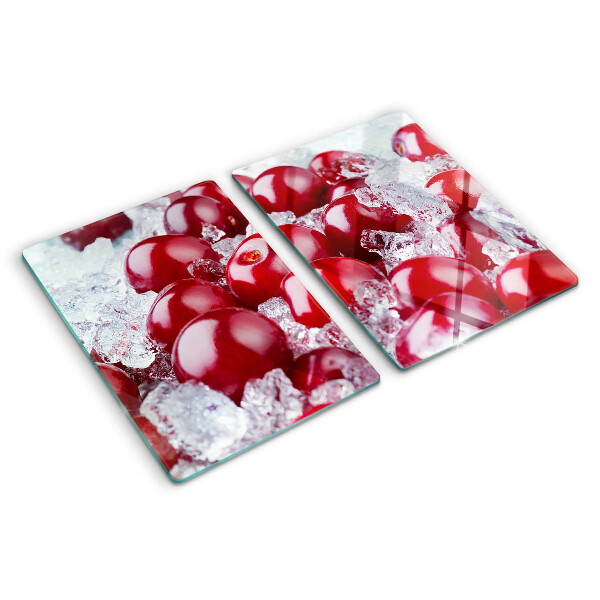 Tocător din sticlă Struguri roșii pe gheață