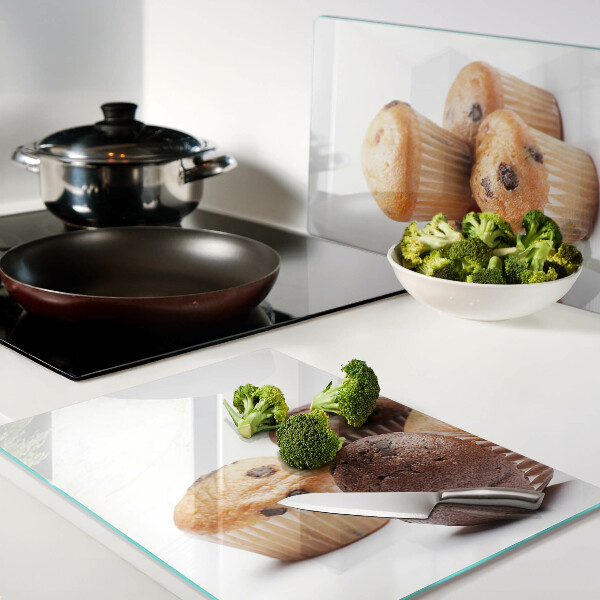 Tocător sticlă Brioșe cu ciocolată și vanilie