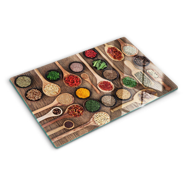 Tocător din sticlă Condimente și ierburi în linguri