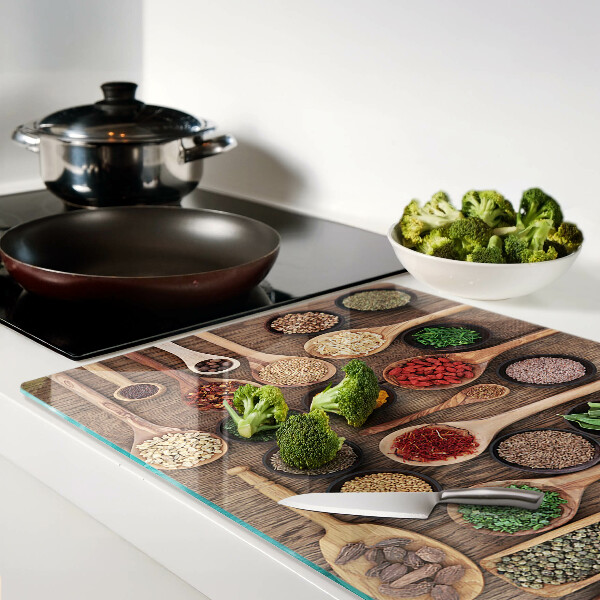 Tocător din sticlă Condimente și ierburi în linguri