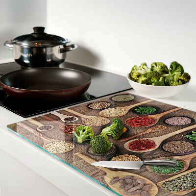 Tocător din sticlă Condimente și ierburi în linguri