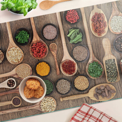 Tocător din sticlă Condimente și ierburi în linguri