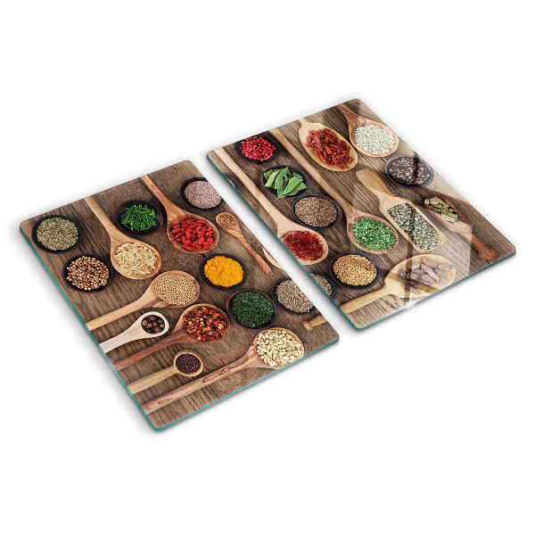 Tocător din sticlă Condimente și ierburi în linguri