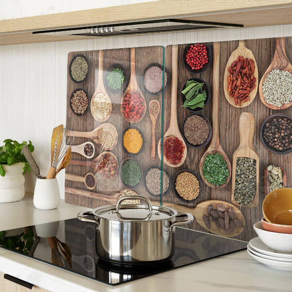 Tocător din sticlă Condimente și ierburi în linguri