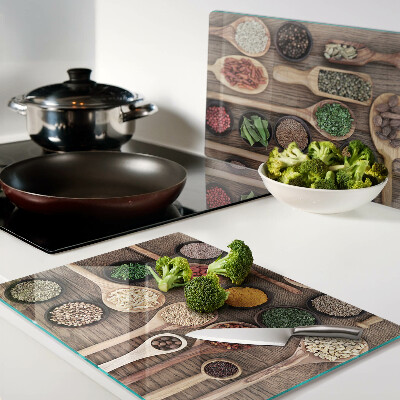 Tocător din sticlă Condimente și ierburi în linguri