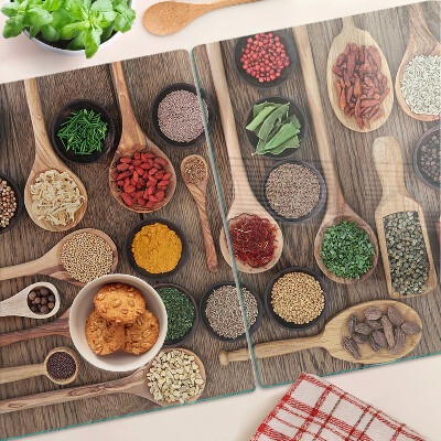 Tocător din sticlă Condimente și ierburi în linguri