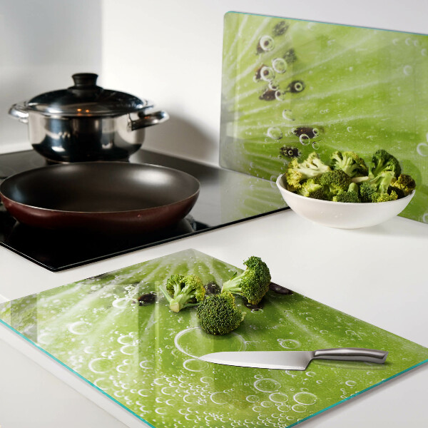 Tocător din sticlă Kiwi cu picături de apă