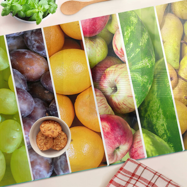 Tocător din sticlă Fructe în culorile curcubeului