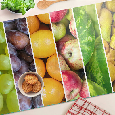 Tocător din sticlă Fructe în culorile curcubeului