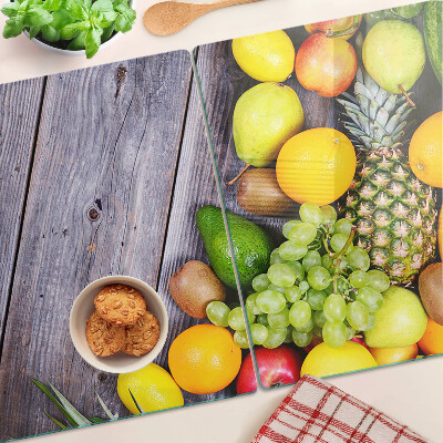 Tocător sticlă Fructe pe un fundal de lemn