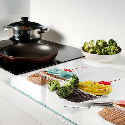 Tocător din sticlă Cupcake cu frișcă și cireșe