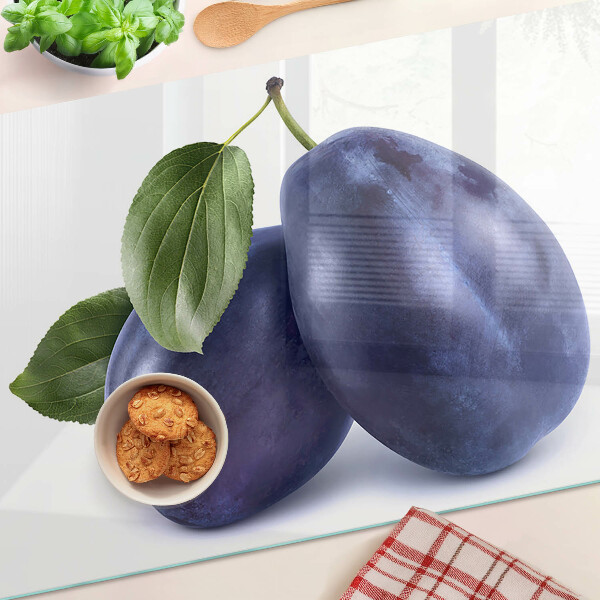 Tocător sticlă Prune cu frunze