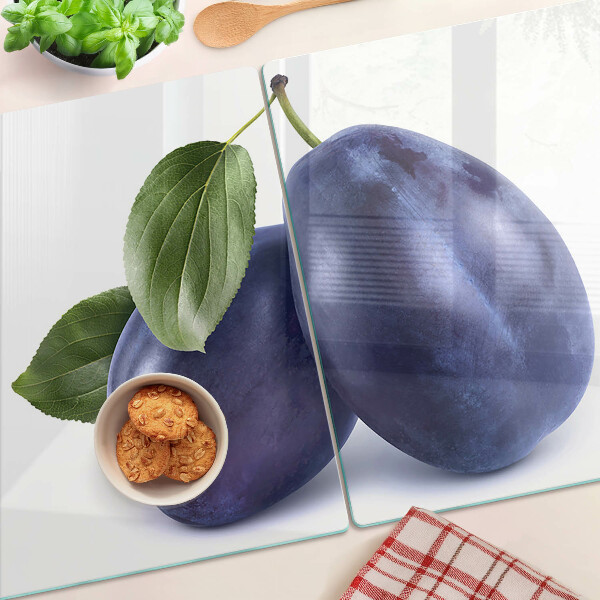 Tocător sticlă Prune cu frunze