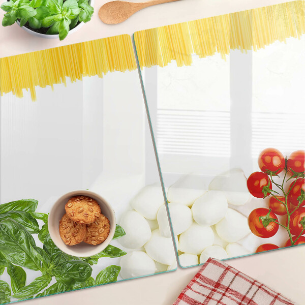 Tocător din sticlă Paste cu ierburi și roșii