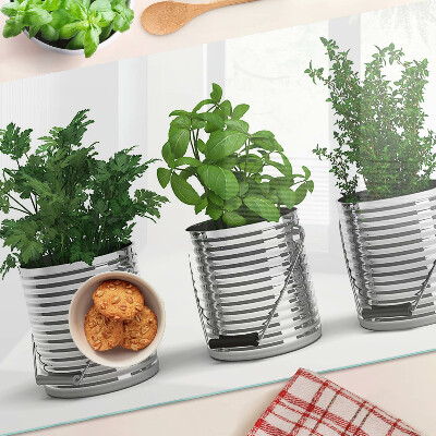 Tocător sticlă Plante în ghivece metalice