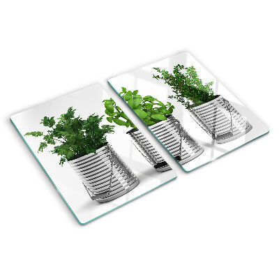 Tocător sticlă Plante în ghivece metalice