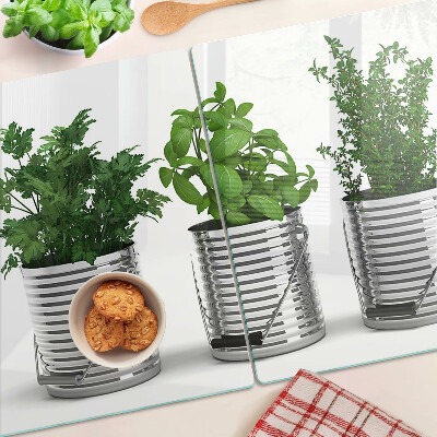 Tocător sticlă Plante în ghivece metalice