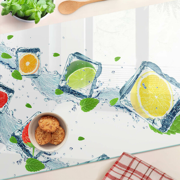Tocător din sticlă Motiv de fructe cu felii colorate
