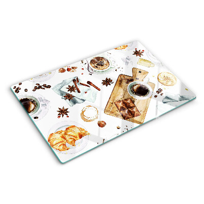 Tocător din sticlă Delicatese din cafea și produse de patiserie