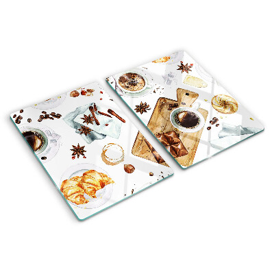 Tocător din sticlă Delicatese din cafea și produse de patiserie