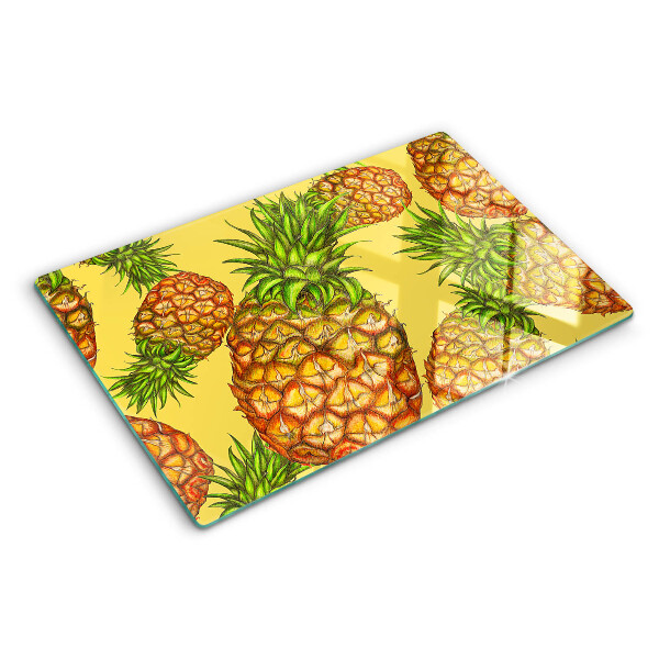 Tocător sticlă Ananas pe un fundal galben