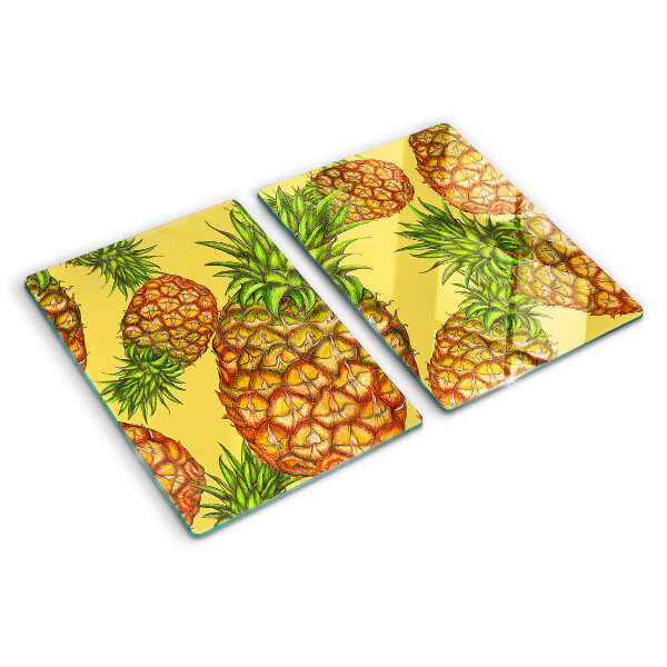 Tocător sticlă Ananas pe un fundal galben