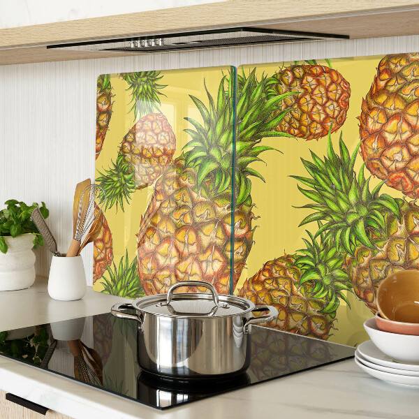 Tocător sticlă Ananas pe un fundal galben